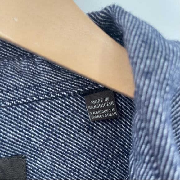 SLATE & STONE Heavy Flannel Shirt Jacket Shacket Twill Dark Blue Medium NWOT - Picture 7 of 15